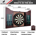 🏆 Professional Sisal Dartboard 🎯 with Cabinet & 6 Steel-Tip Darts | Self-Healing Fiber, 18" Official Size