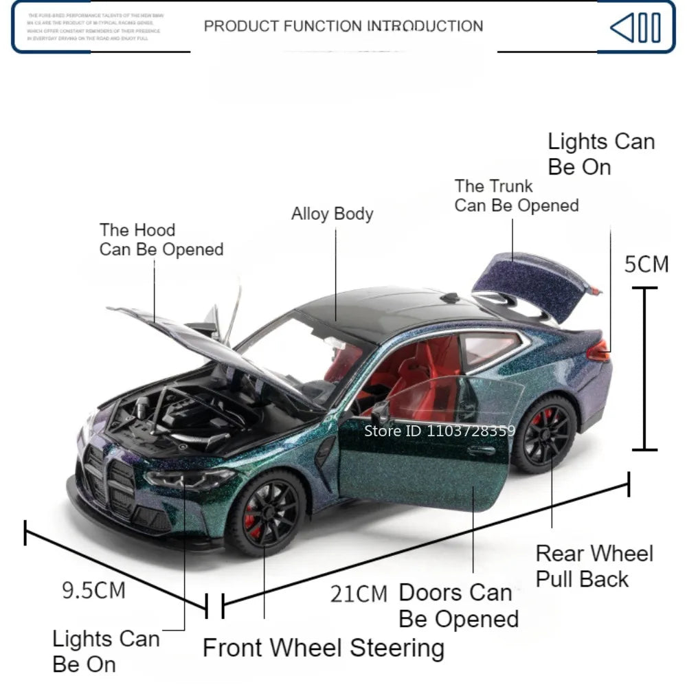1:24 Miniature M4 or 760Li Model Toy Cars Alloy Diecast Sound Light Doors Opened Pull Back Shock Absorption Toy Vehicles Kids Gifts