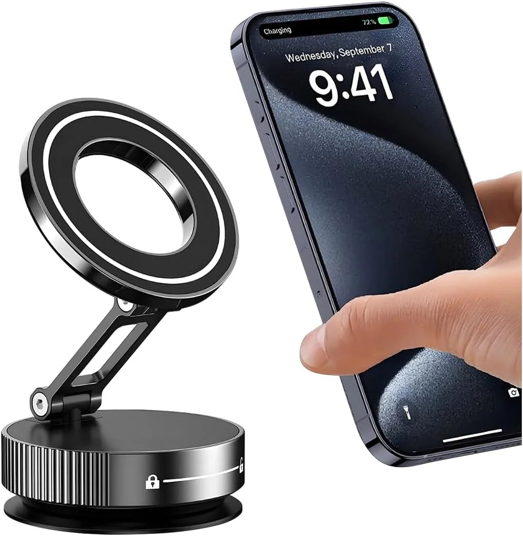 Upgraded 360° Vacuum Magnetic Phone Holder | Hands-Free Car Mount 🚗 | Suction Cup Magnetic Phone Stand for Car, Gym, Mirror, Kitchen & More ✨