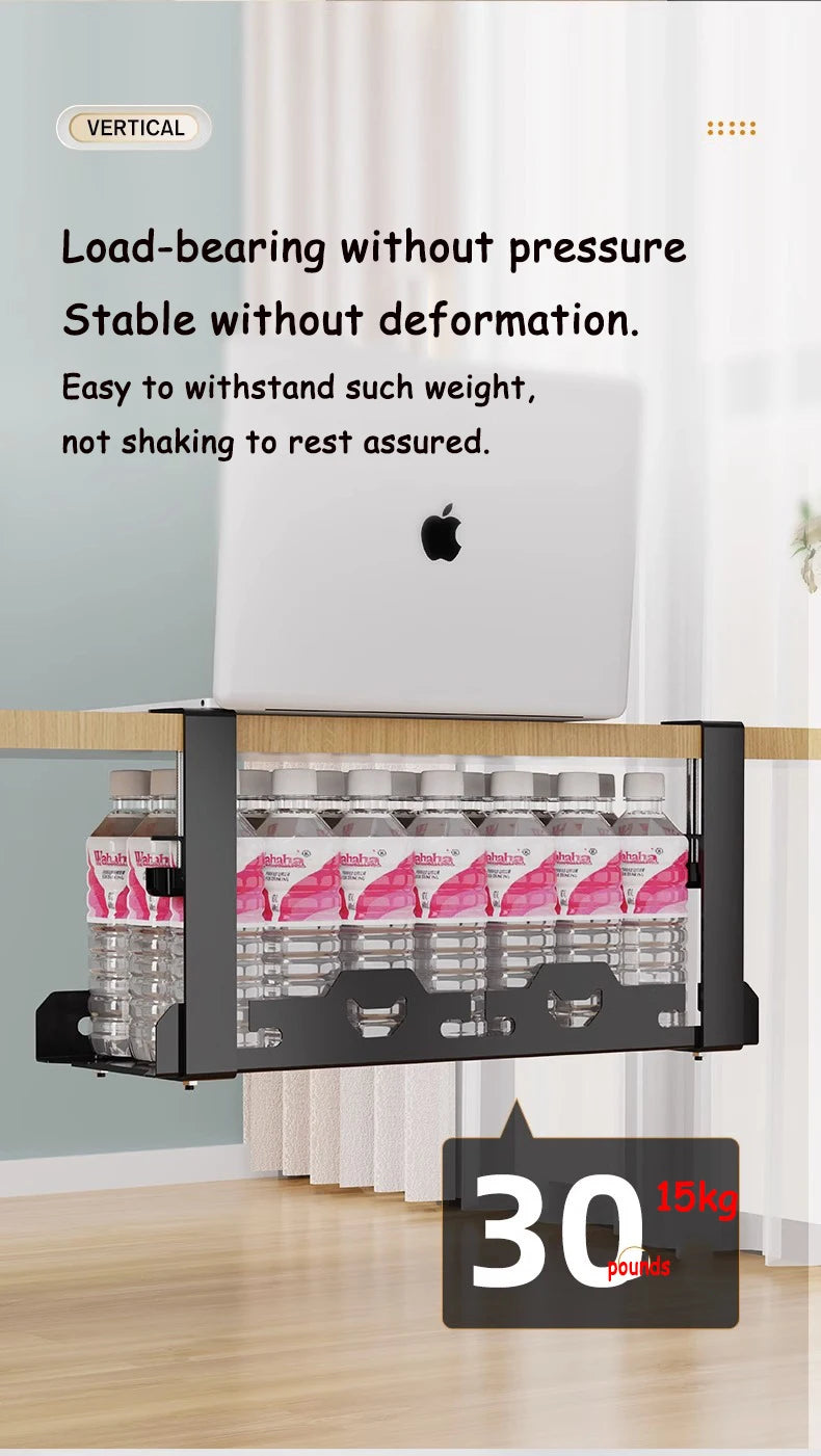 🔌🗂️ Telescopic Under Desk Cable Management Tray – No Drill Metal Rack