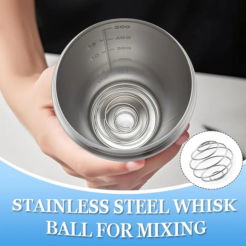 🥤🛡️ Stainless Steel Protein Shaker Bottle – Leakproof Gym Cup