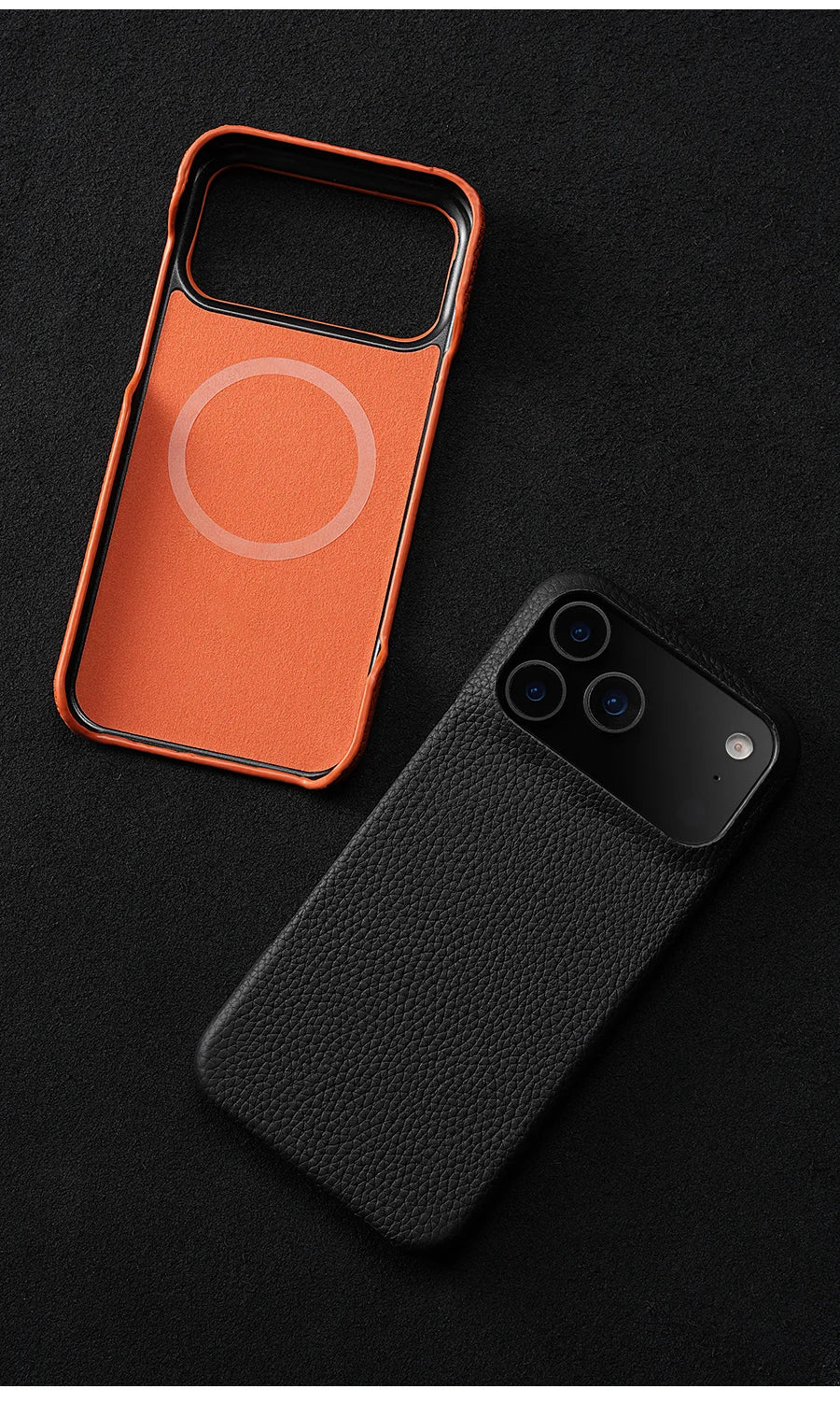 Luxury Lychee Cowhide Leather MagSafe Case for iPhone 17 / 16 / 15 Series