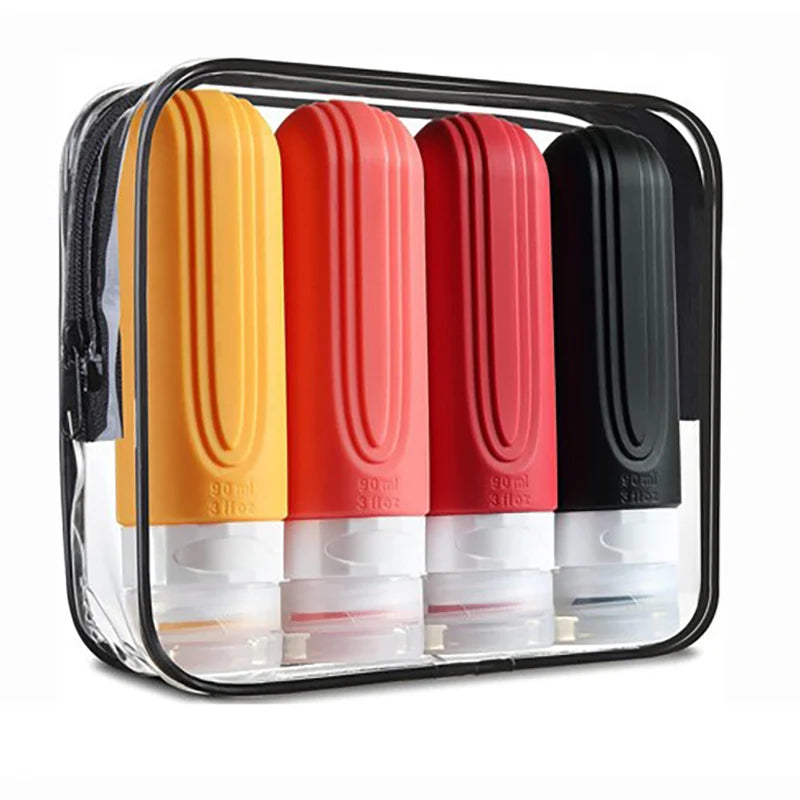 ✈️🧴 3oz Silicone Travel Cosmetic Bottles Set | Leakproof Refillable Shampoo, Lotion & Conditioner Containers (Multicolor)