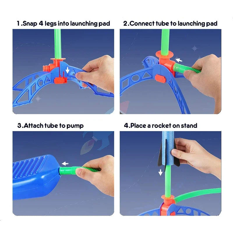 Pump Rockets Kid Kids Outdoor Rocket Foot Pump Launcher – Air-Powered Jump Rocket Toy ...