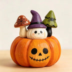 Hand-Painted Halloween Figurines – Owl, Ghost & Vampire Cat