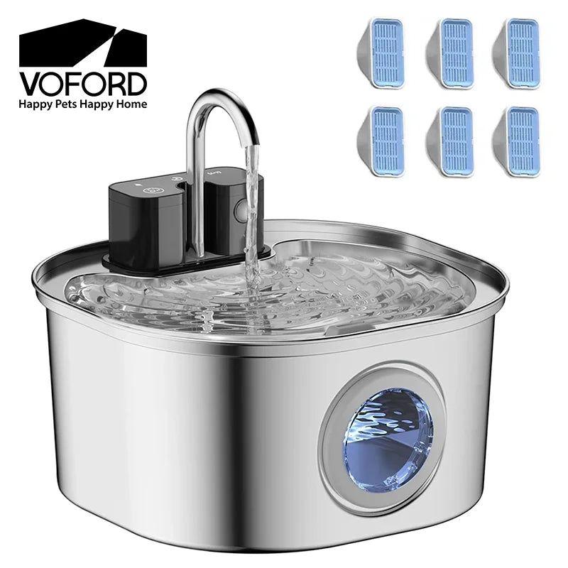 💧🐾 3.2L Stainless Steel Wireless Pet Water Fountain – 4000mAh
