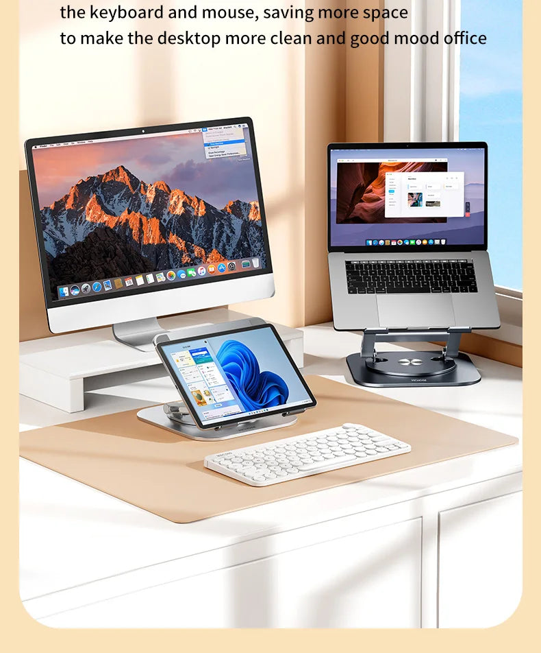 💻🔄 360° Rotatable Aluminum Laptop Stand – Adjustable Desk Riser