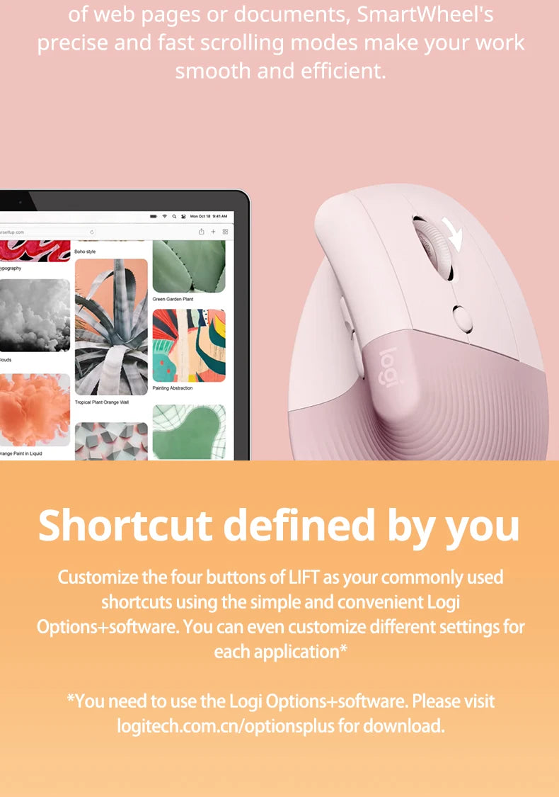 🖱️💜 Logitech Lift Vertical Ergonomic Wireless Mouse – Silent Click Dual Mode