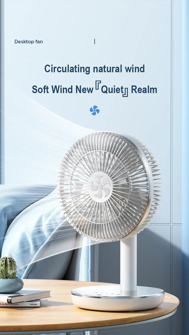 🌬️🔋 7200mAh Rechargeable Desktop Fan – High Wind Portable Table Fan