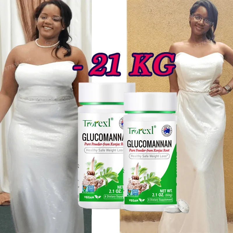 🌿💧 100PCS Glucomannan Powder – Vegan, Non-GMO, Gluten-Free Natural Weight Loss & Appetite Support