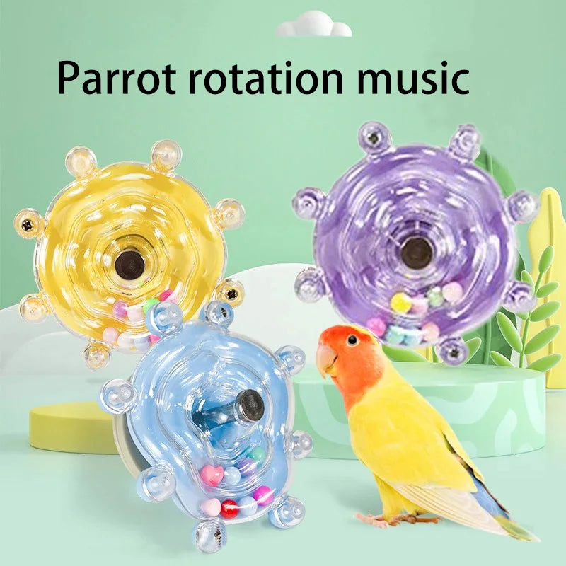 🦜🎡 Parrot Wheel Interactive Hanging Toy with Sound Ball