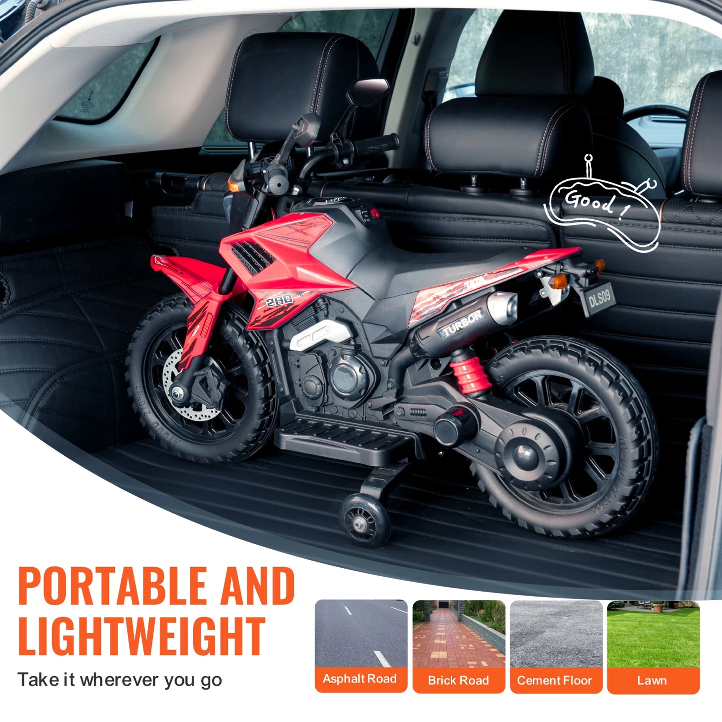⚡🏍️ 6V/12V Kids Electric Ride-On Motorcycle – Detachable Training Wheel, Headlight & Bluetooth Music Toy