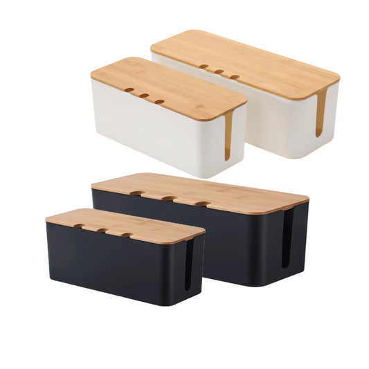 🌿📦 Large Wooden Style Cable Management Box – Power Strip & Wire Cover