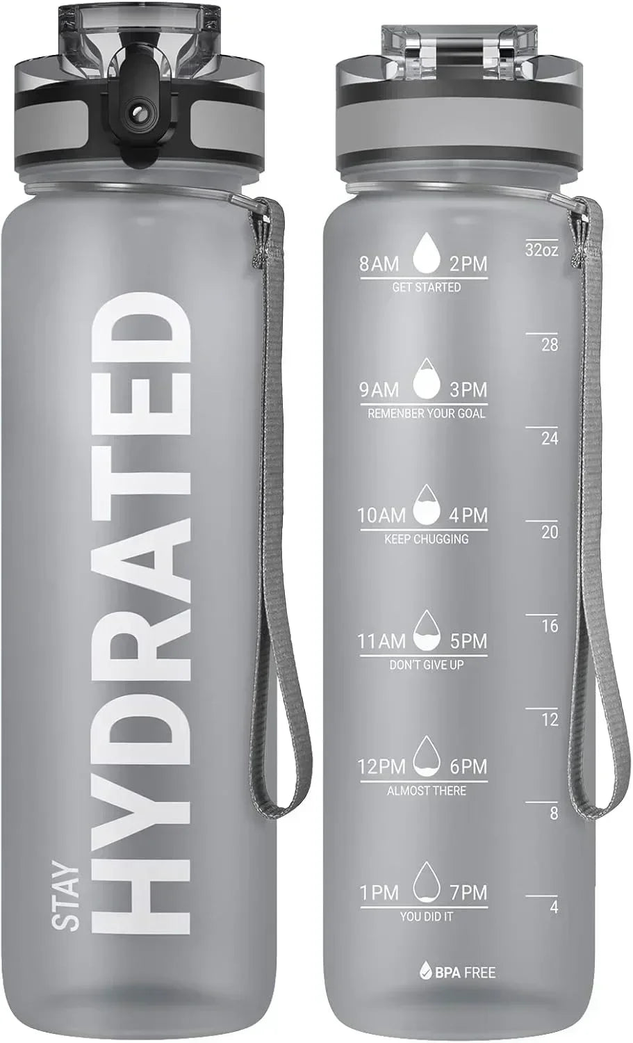 💧🔥 32oz Motivational Water Bottle – Leakproof Sport Travel Bottle