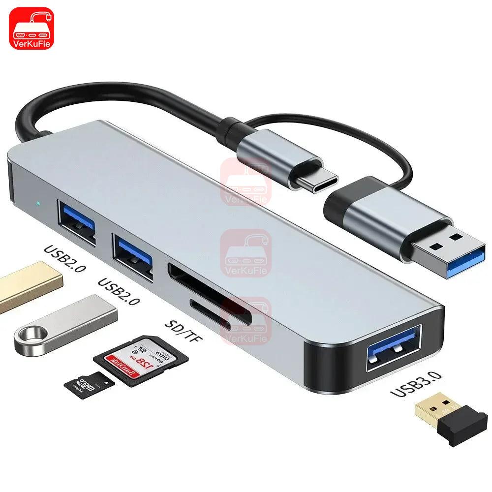 USB-C Hub 8-in-1 USB Extender with SD/TF Card Reader & Audio Port