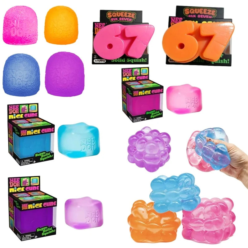 NeeDoh Cube Sensory Toy – 4PCS Squeeze Fidget Set