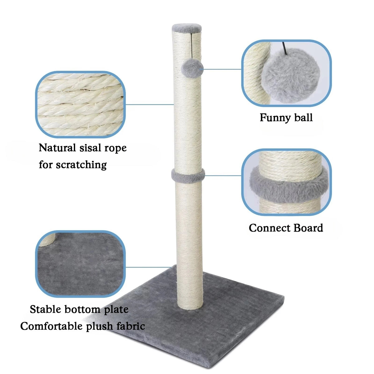 🐾🌳 Tall Premium Sisal Cat Scratching Post with Dangling Ball