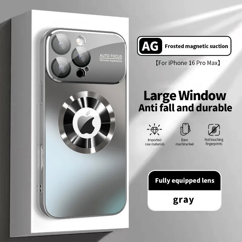 Titanium Metallic Matte MagSafe Case with Glass Camera Protection for iPhone