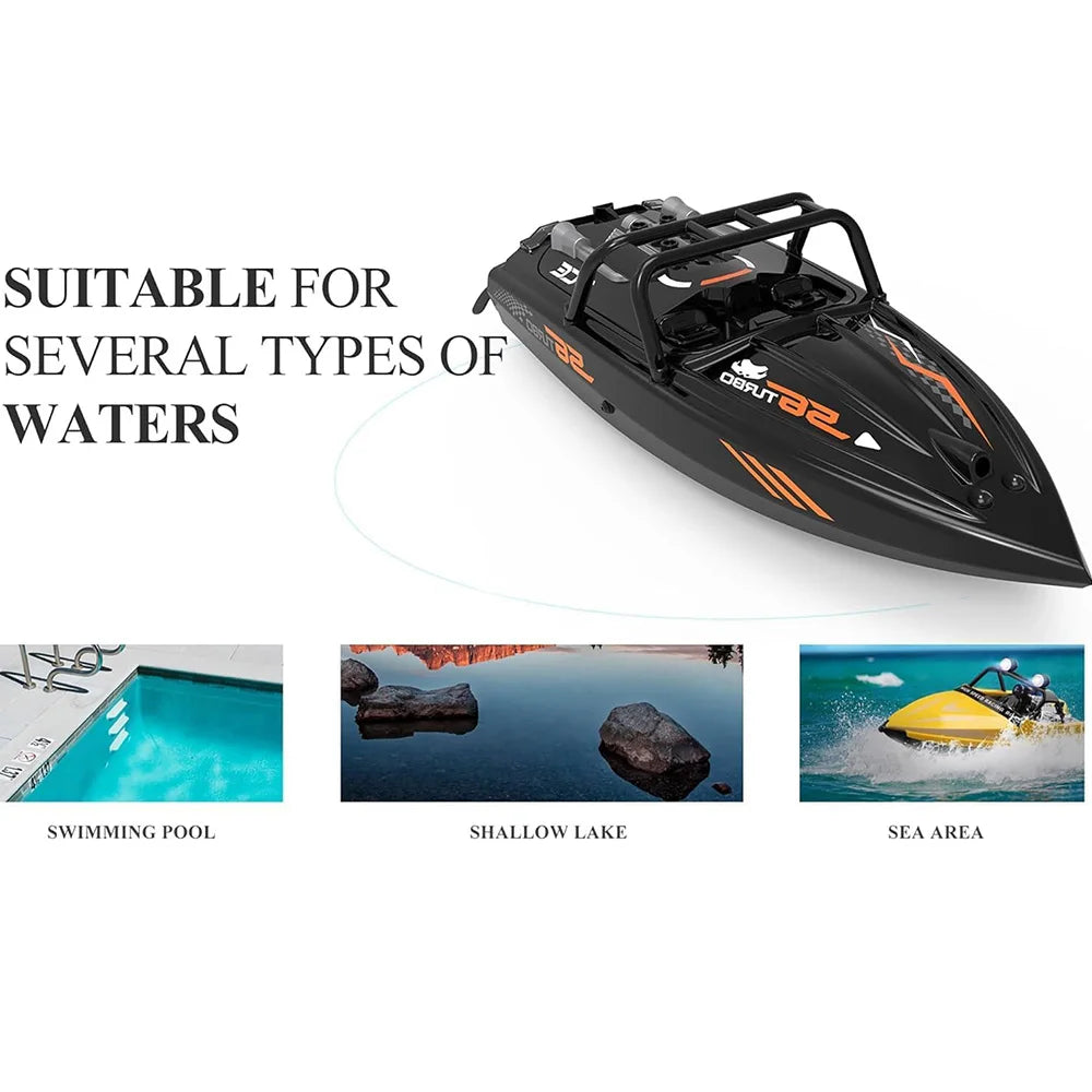 RC Speedboat 2.4G Jet Spray RC Boat Remote Control Ship Waterproof LED lamp Carbon brush motor High-Speed Models child toy gift