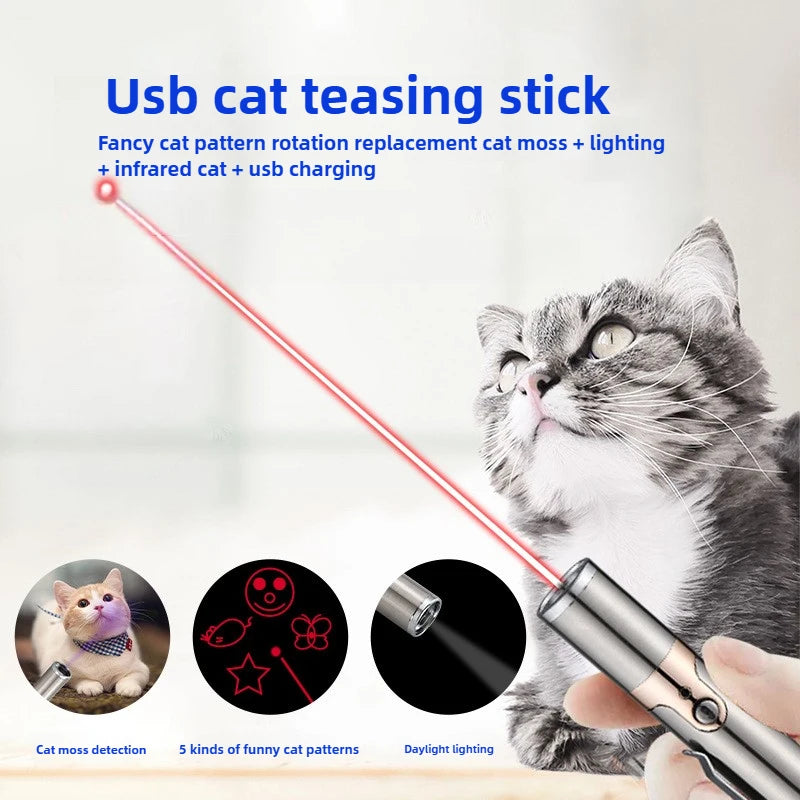 🐱🔴 USB Rechargeable Infrared Laser Cat Toy – Multifunction Interactive Stick