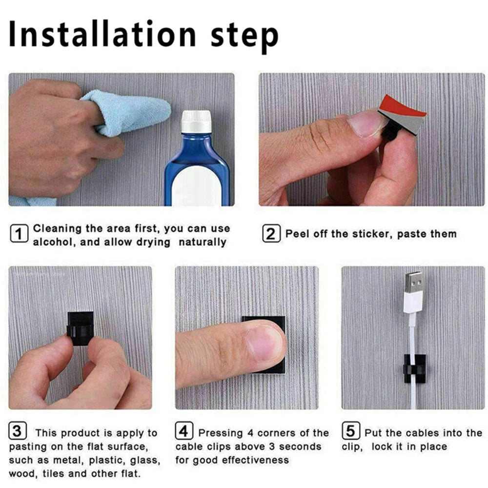 🔌📎 10/50PCS Cable Management Clips – Wire Organizer & Cord Holder