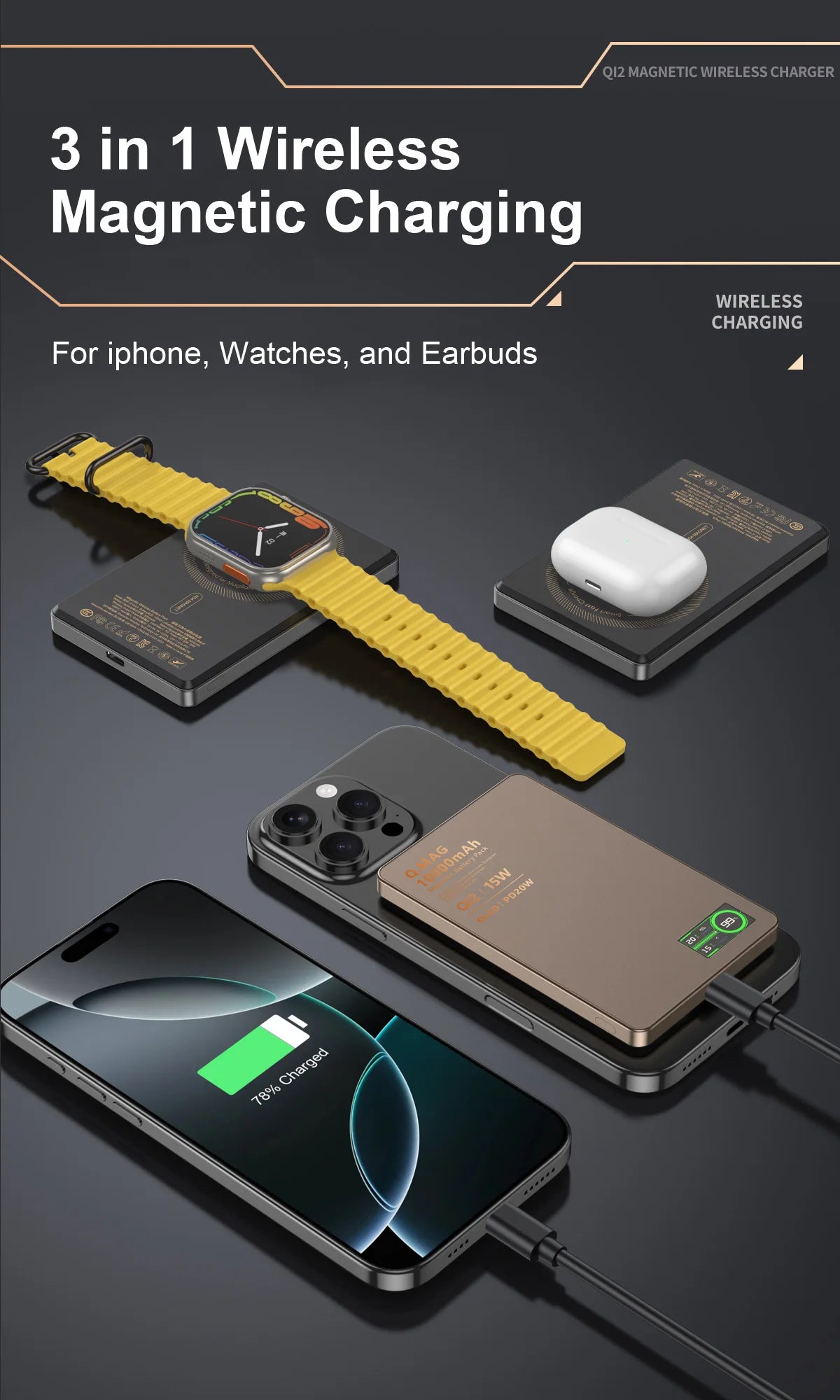 Magnetic Wireless Power Bank 5000/10000mAh | Fast Charging External Battery for iPhone 12‑17 Pro, Apple Watch & AirPods 🔋