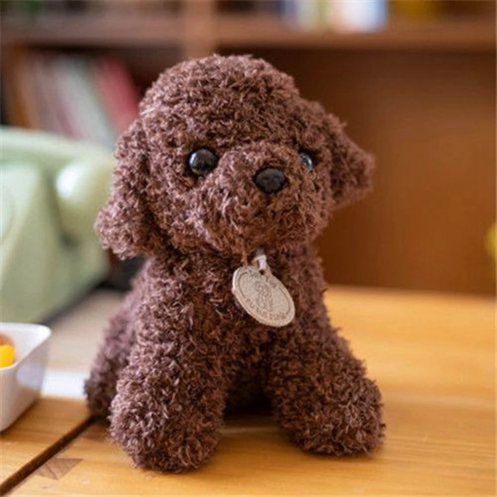 🐶🧸 8" Cute Teddy Dog Plush Toy – Curly Simulation Puppy Doll with Hanging Tag