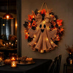 Rustic Halloween Ghost Wreath – Farmhouse Front Door Décor