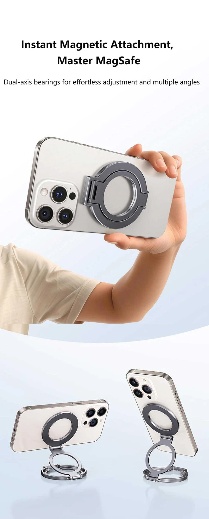 360° Rotation Magnetic Finger Ring Phone Holder – Foldable Aluminum Alloy