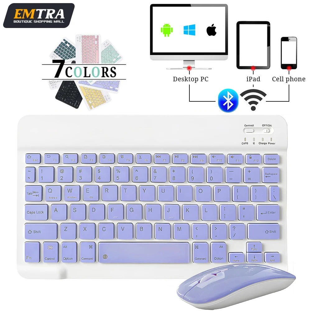 ⌨️🖱️ Mini Wireless Bluetooth Keyboard & Mouse Set – Portable for iPad & Android