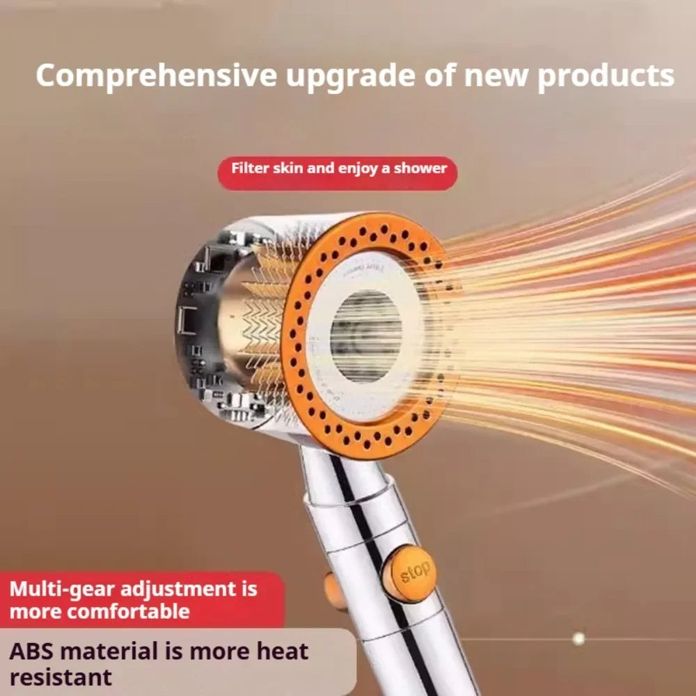 🚿💧 5 Spray Portable Shower Head – High Pressure Large Flow ABS Spa Shower with Filter & Stop Button