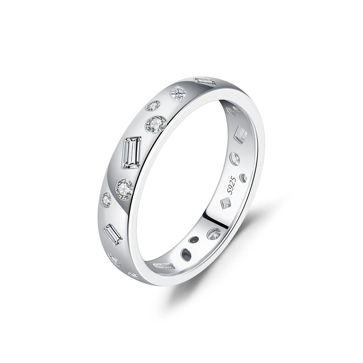 💍✨ MODIAN Geometric CZ Eternity Band – 925 Sterling Silver