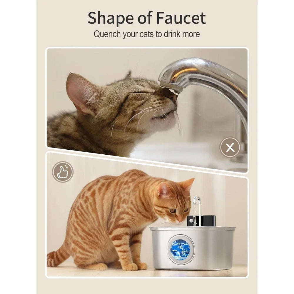 💧🐾 3.2L Stainless Steel Wireless Pet Water Fountain – 4000mAh