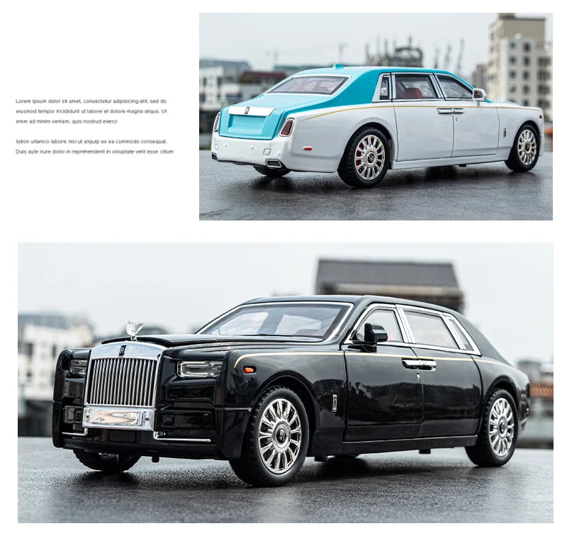 1:18 Rolls-Royce Phantom Model Car, Zinc Alloy Pull Back Toy Diecast Car with Sound and Light, Realistic Modeling Model Toy