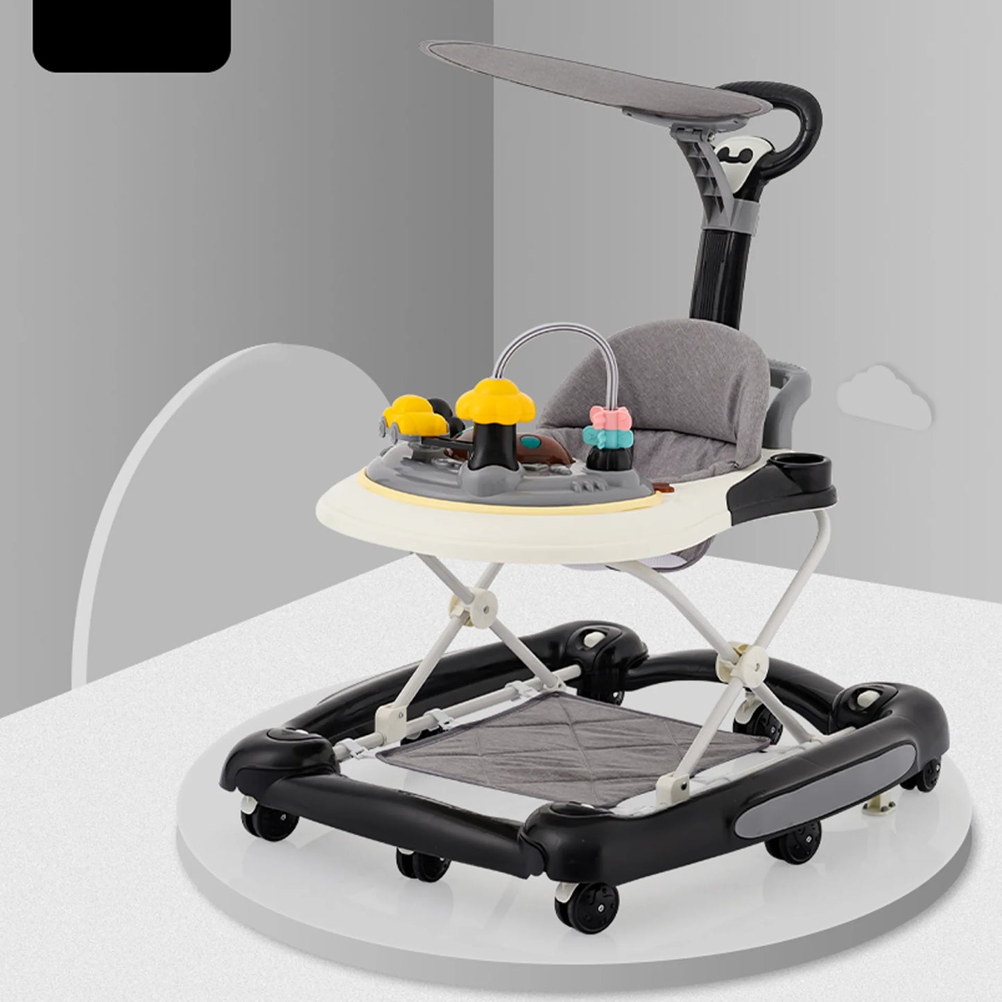 Baby Multi-Functional Comfortable Walker With Awning Anti-Rollover Baby Walker Can Sit, Adjust And Shake The Walker