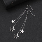 ⭐ Teamer Star Moon Pendant Tassel Earrings ✨ | Stainless Steel Dangle Earrings for Women & Girls 💕 | Korean Trendy Jewelry Valentine’s Day Gift 💝