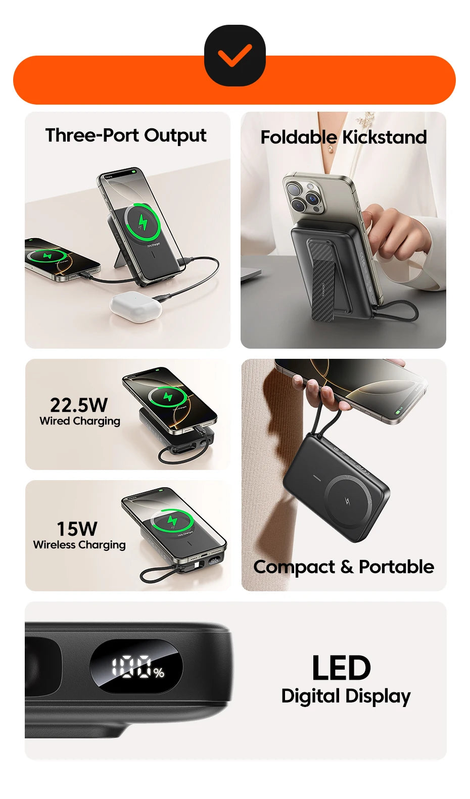 Toocki 10000mAh Magnetic Wireless Power Bank – 15W / 22.5W PD Fast Charge