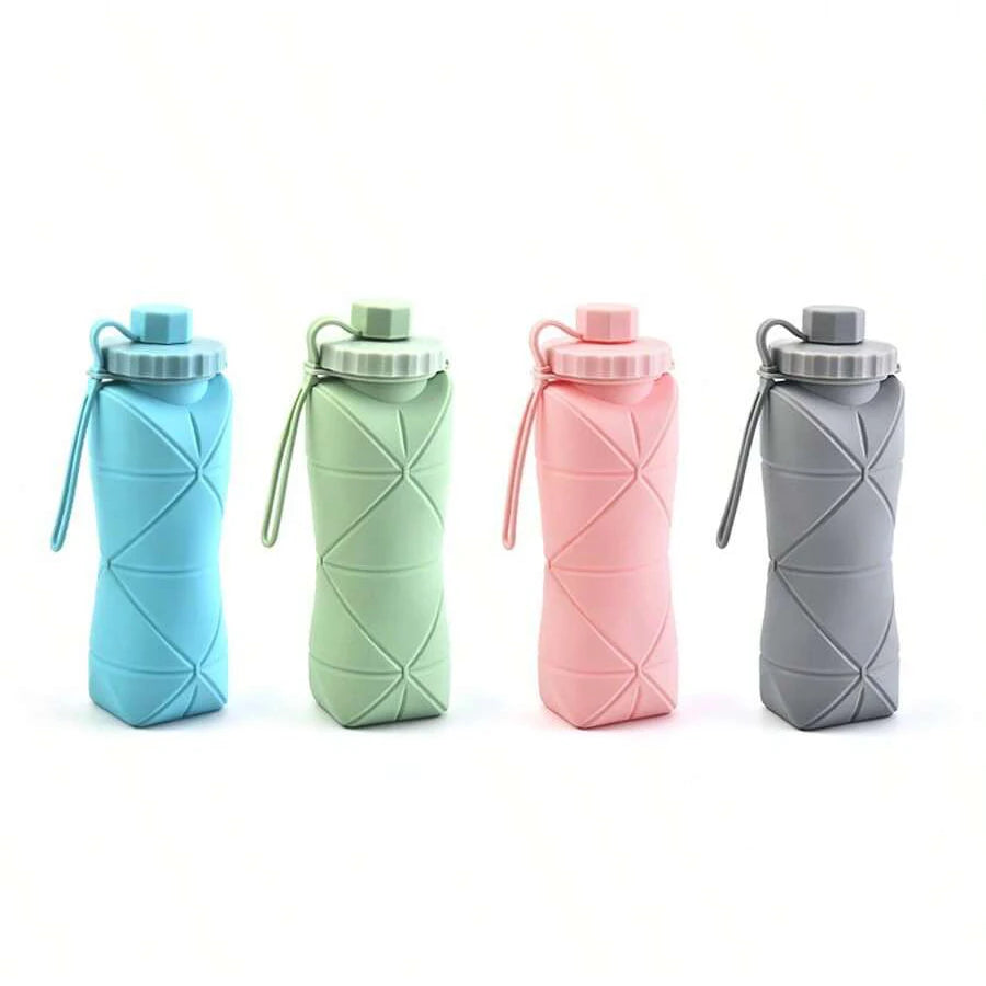600ml Collapsible Silicone Water Bottle – Portable Foldable Travel Cup 💧✨