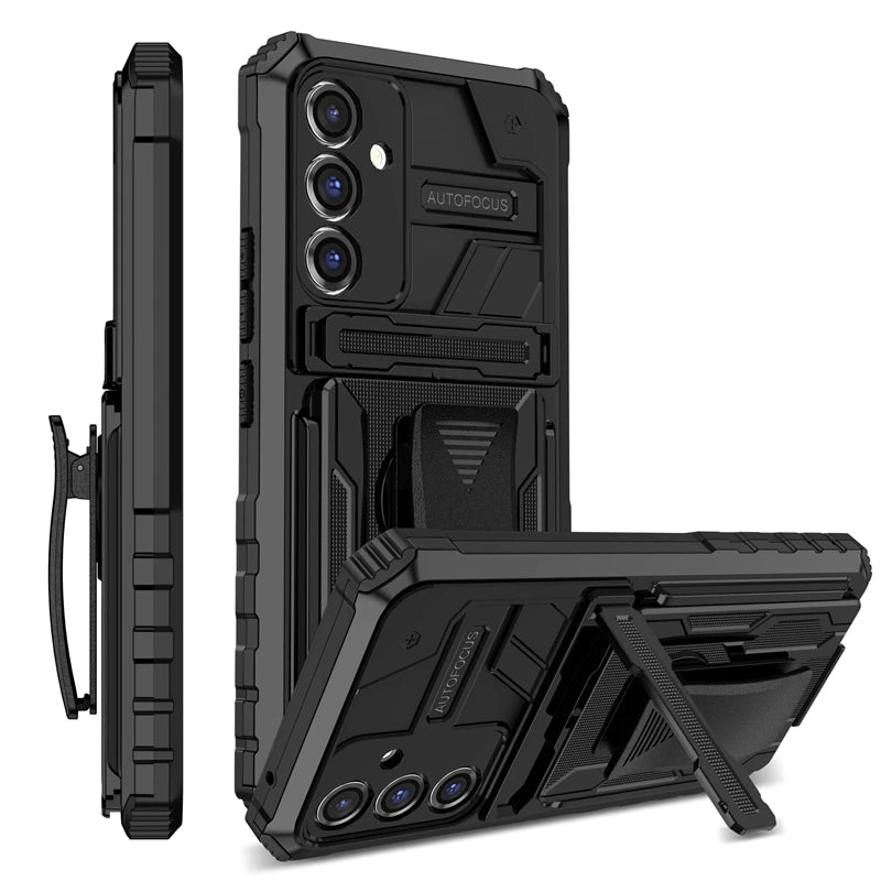 Rugged Armor Case with Belt Clip Holster & Kickstand for Samsung Galaxy
