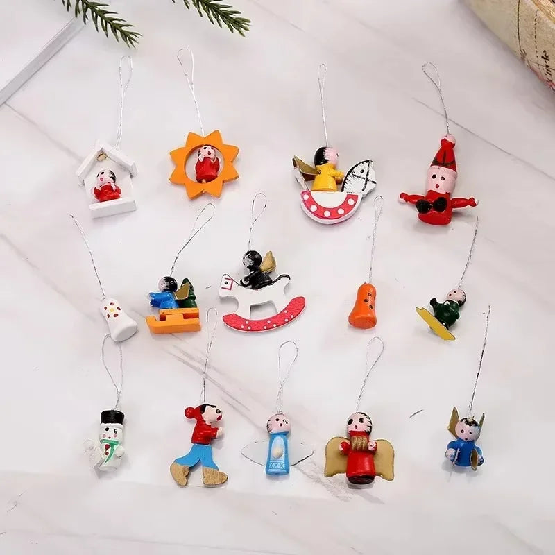 Wooden Christmas Tree Ornaments – Small Festive Pendant Décor