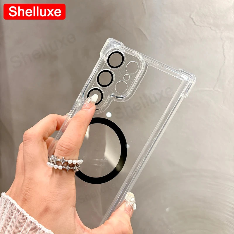 Transparent Armour Magnetic Case for Samsung Galaxy S25 Ultra / S24 / S23