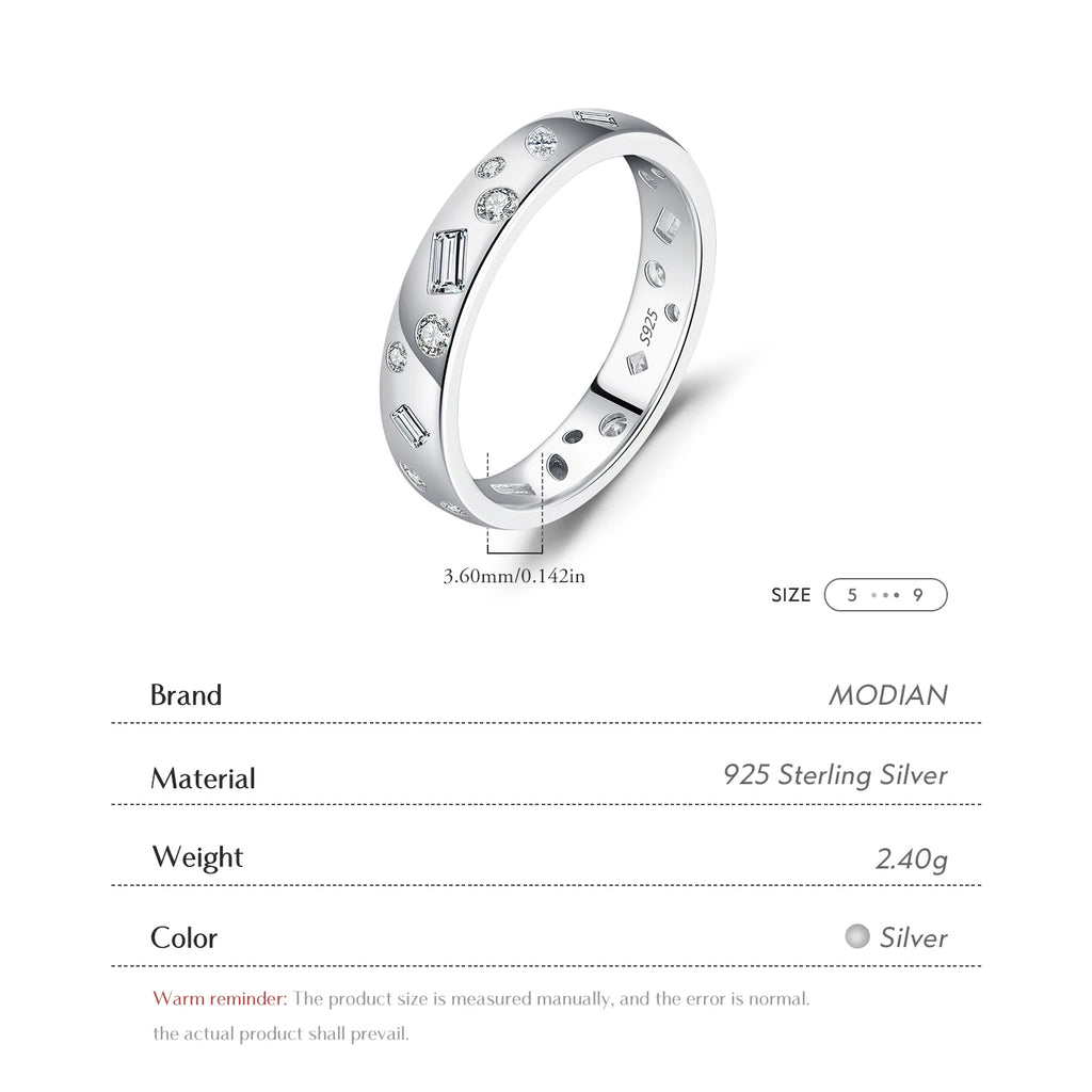 💍✨ MODIAN Geometric CZ Eternity Band – 925 Sterling Silver
