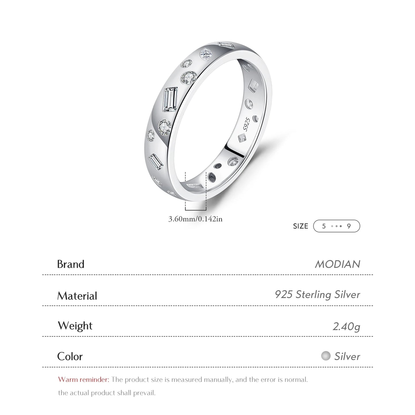 💍✨ MODIAN Geometric CZ Eternity Band – 925 Sterling Silver