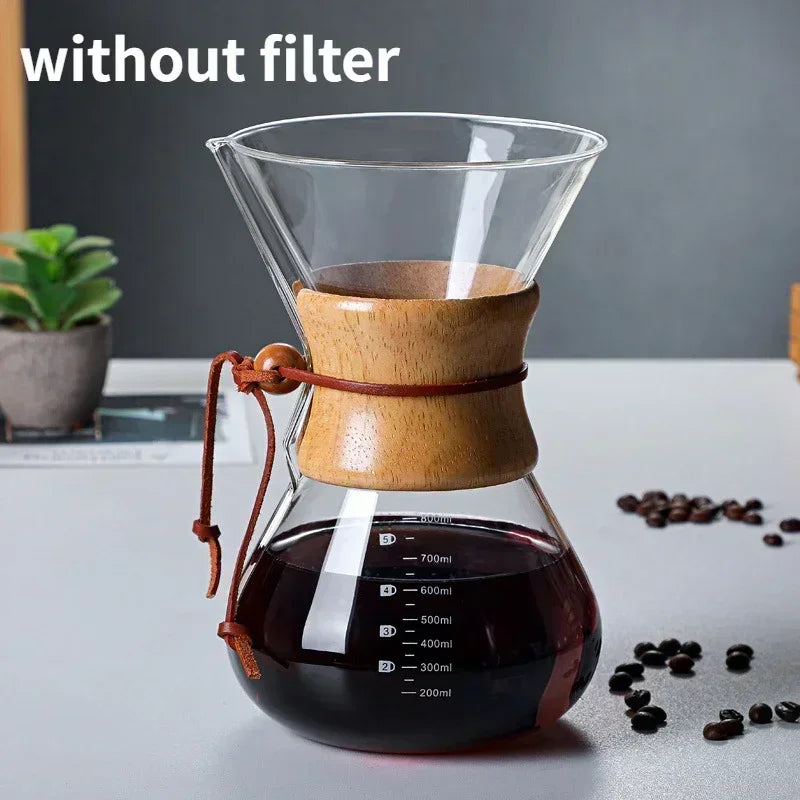 ☕✨ Hand Glass Pour Over Coffee Kettle | Stainless Steel Filter Drip Brewer 🫖 | Barista Hot Brewing Coffee Pot Dripper Maker