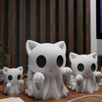 Halloween Kitten Ghost Figurine – Cute 3D Desktop Décor