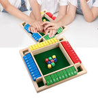 Arithmetic Dice Board Game Four-Sided Flip Card Games Box Dice Toys Wooden Flaps Dices 4 Players Party Number Game Board Games