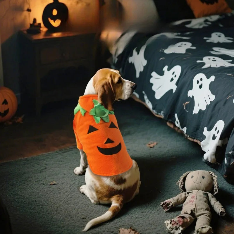 Halloween Pumpkin Pet Costume – Cute Outfit for Dogs & Cats