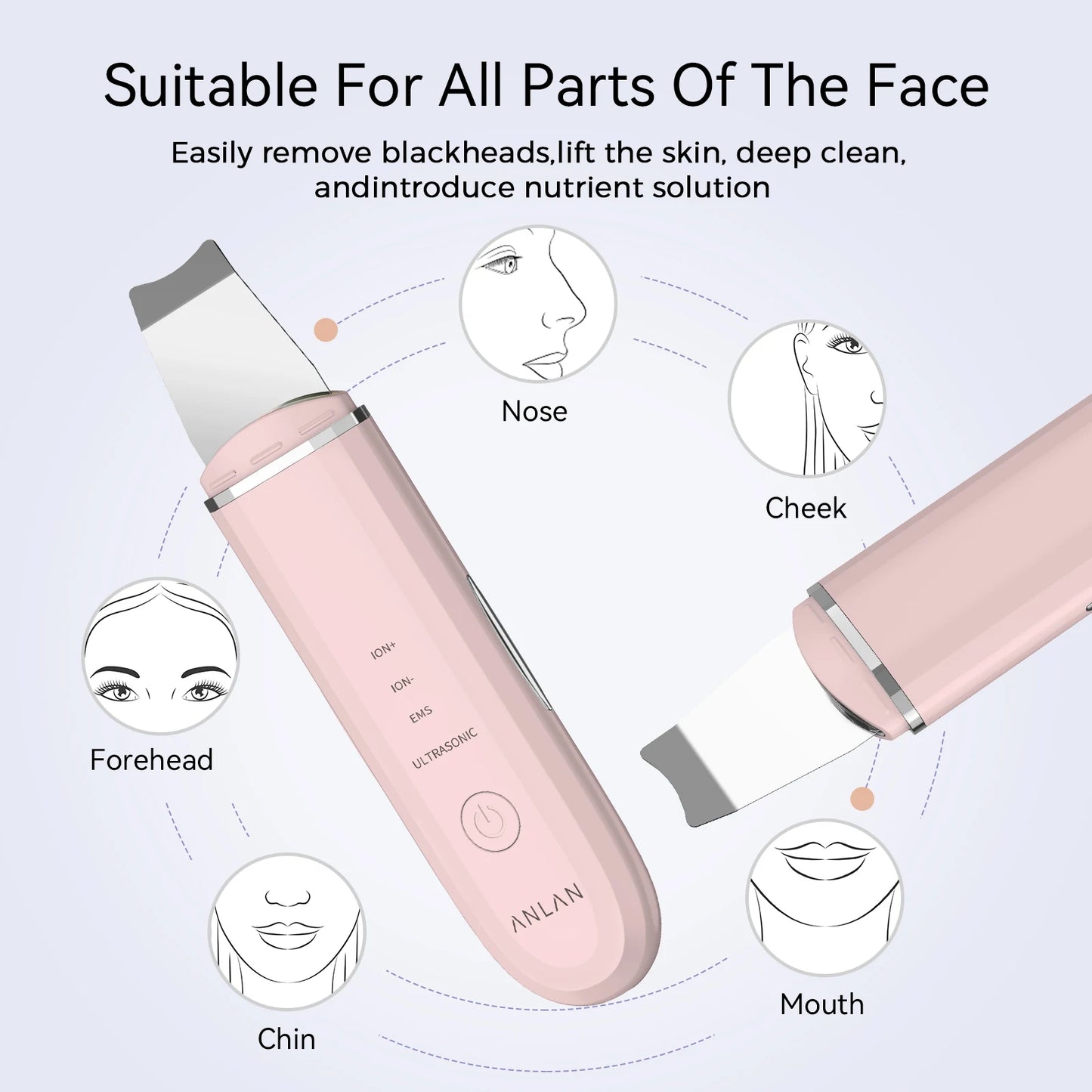 ✨🧖‍♀️ ANLAN Ultrasonic Skin Scrubber 💎 | Deep Cleaning Peeling Shovel Facial Cleaner 🫧 | Ultrasonic Face Lifting & Skin Care Device