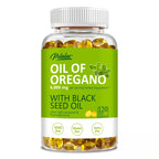Oregano Oil Softgels with Black Seed Oil – 6,000mg Herbal Equivalent, Immune & Digestive Support – 120 Capsules