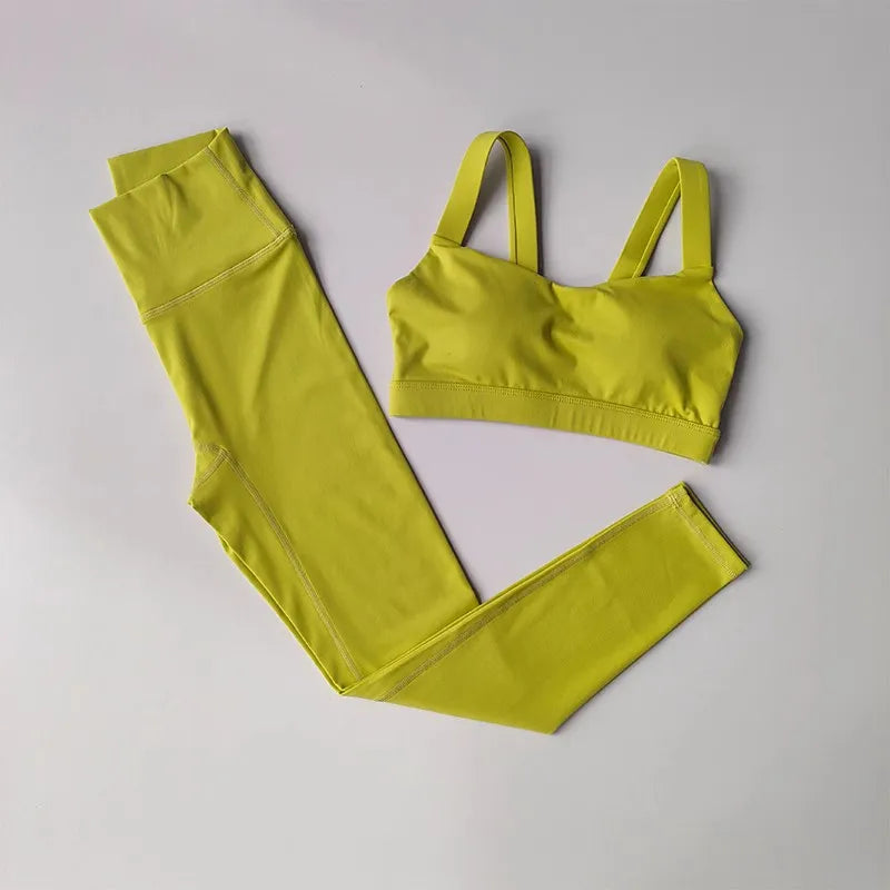 Seamless Yoga Set for Women, Workout Sportswear, Gym Clothing, Fitness Push Up Bra Set, High Waist Leggings, 2Pcs Sports Suits